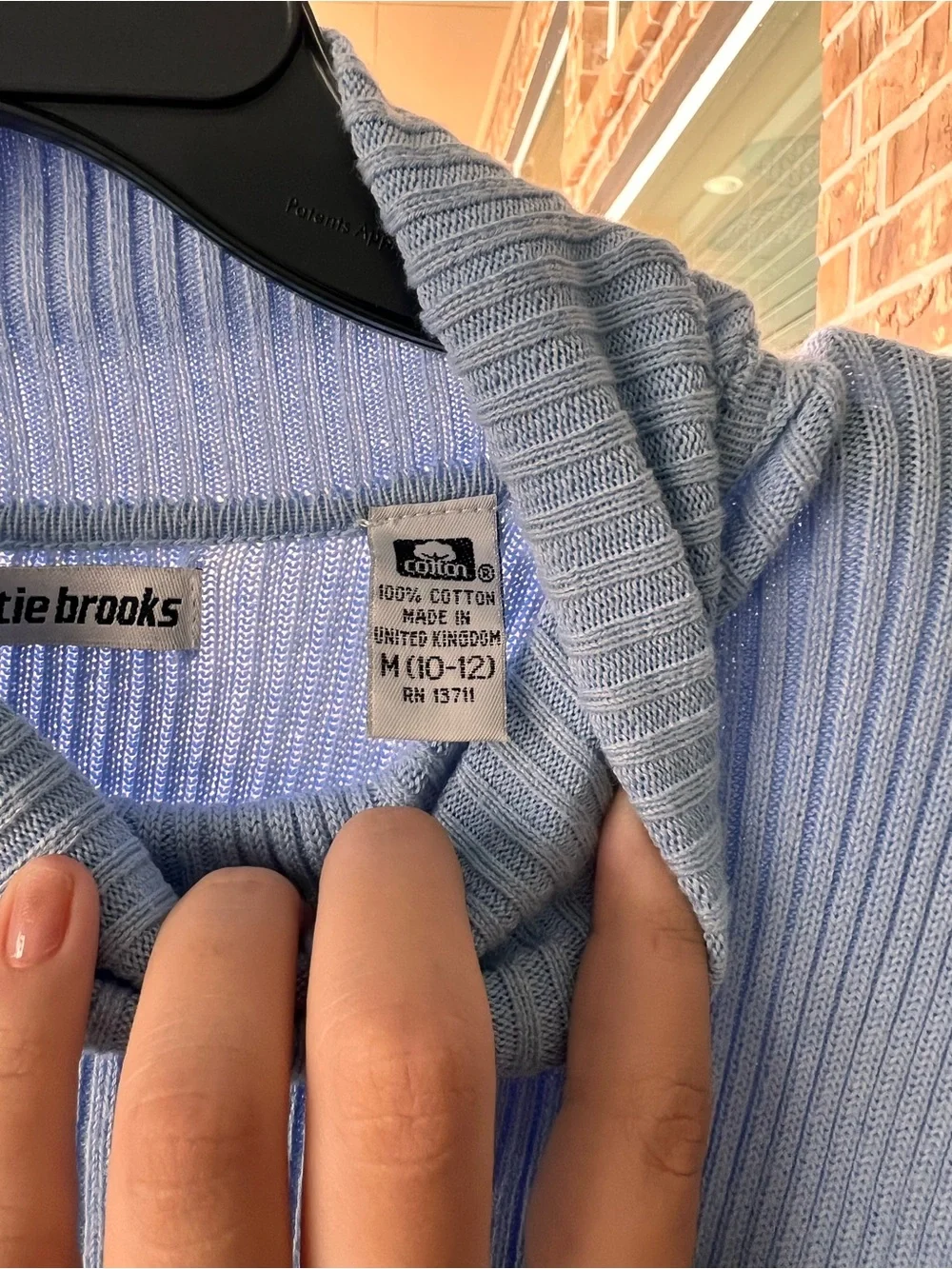 Vintage Christie Brooks Slate Blue Ribbed Turtleneck Short Sleeve Top - M - Picture 4 of 4